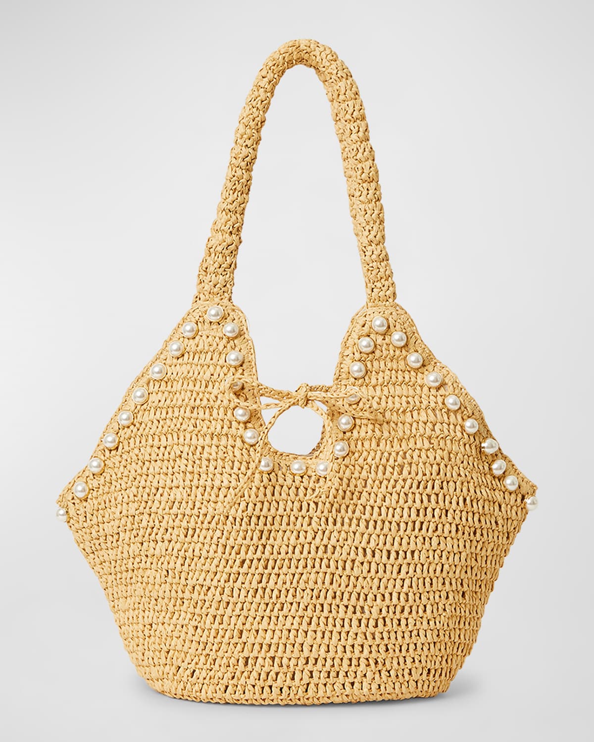 BTB Los Angeles Posey Pearly Straw Tote Bag