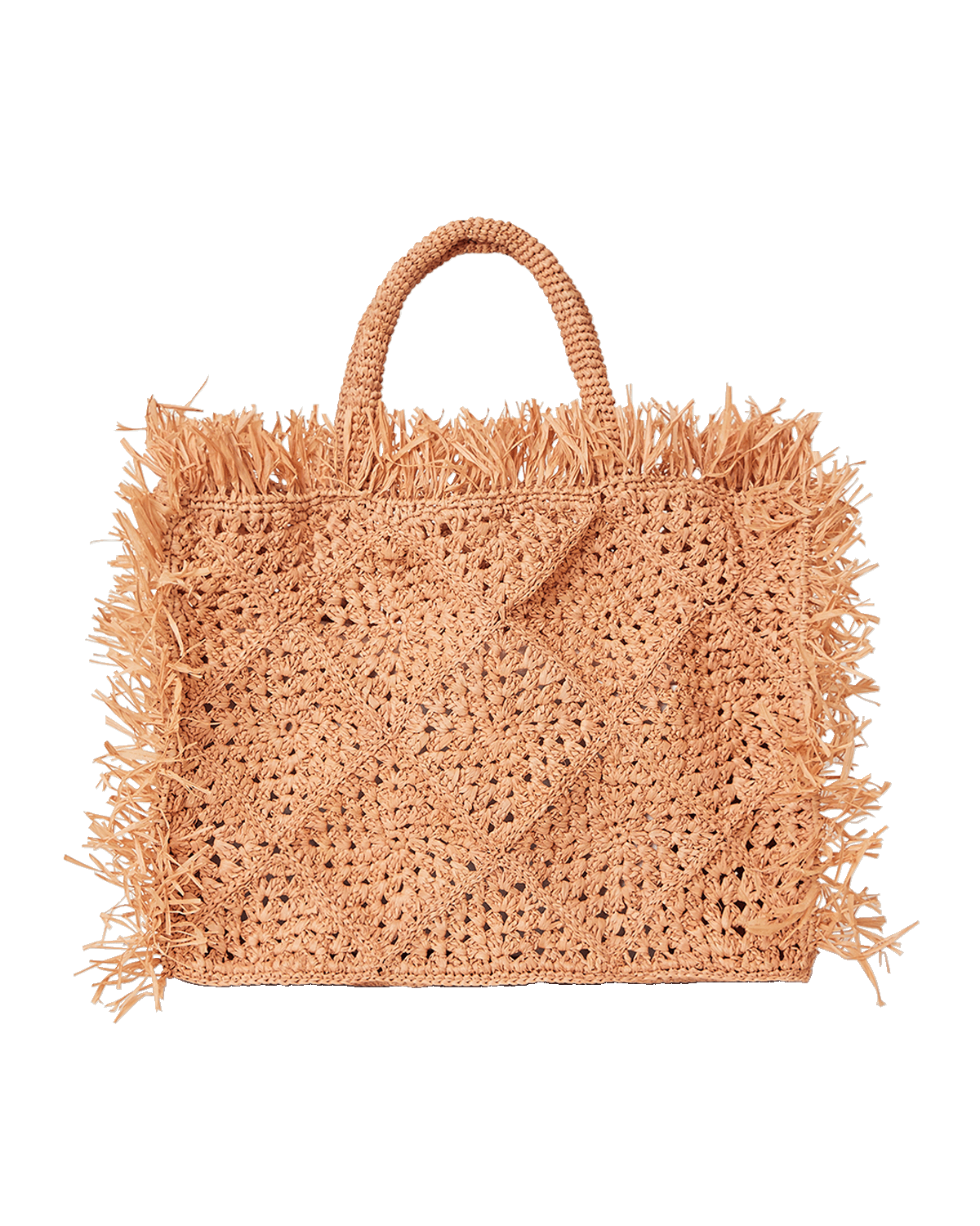 BTB Los Angeles Calais Fringe Straw Tote Bag