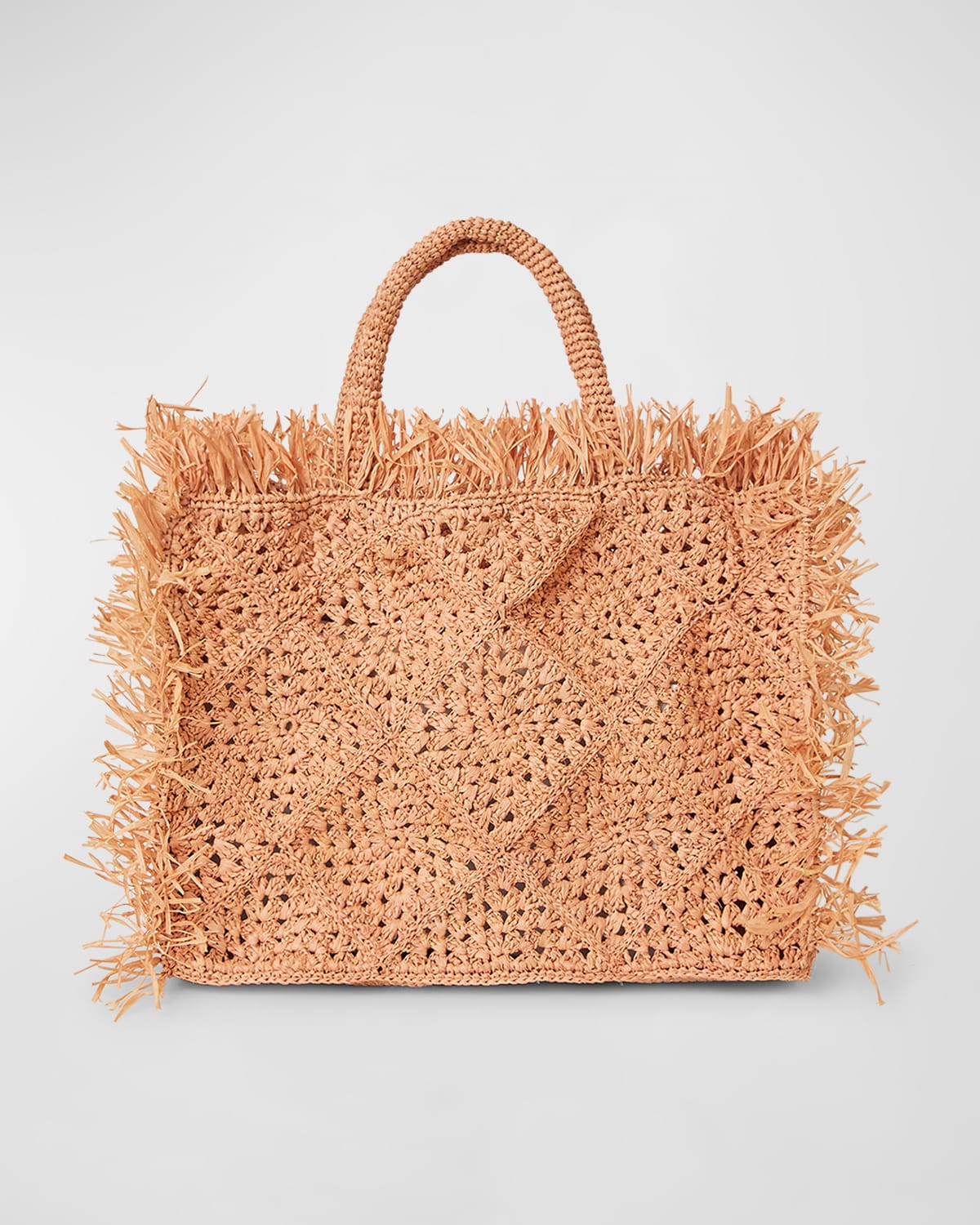 BTB Los Angeles Calais Fringe Straw Tote Bag