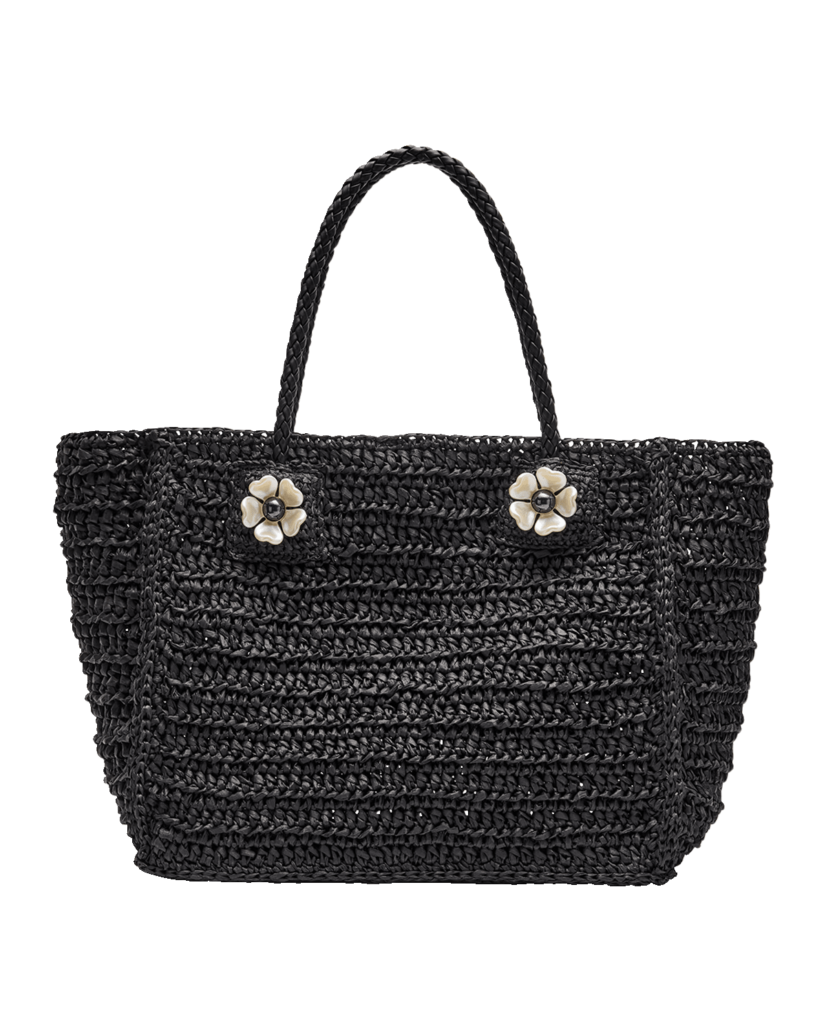 BTB Los Angeles Daphne Flower Straw Tote Bag