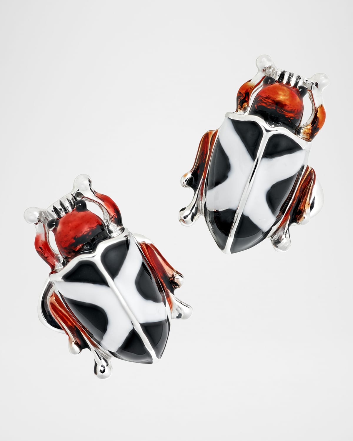 Jan Leslie Men 's Hand-Painted Enamel Beetle Cufflinks