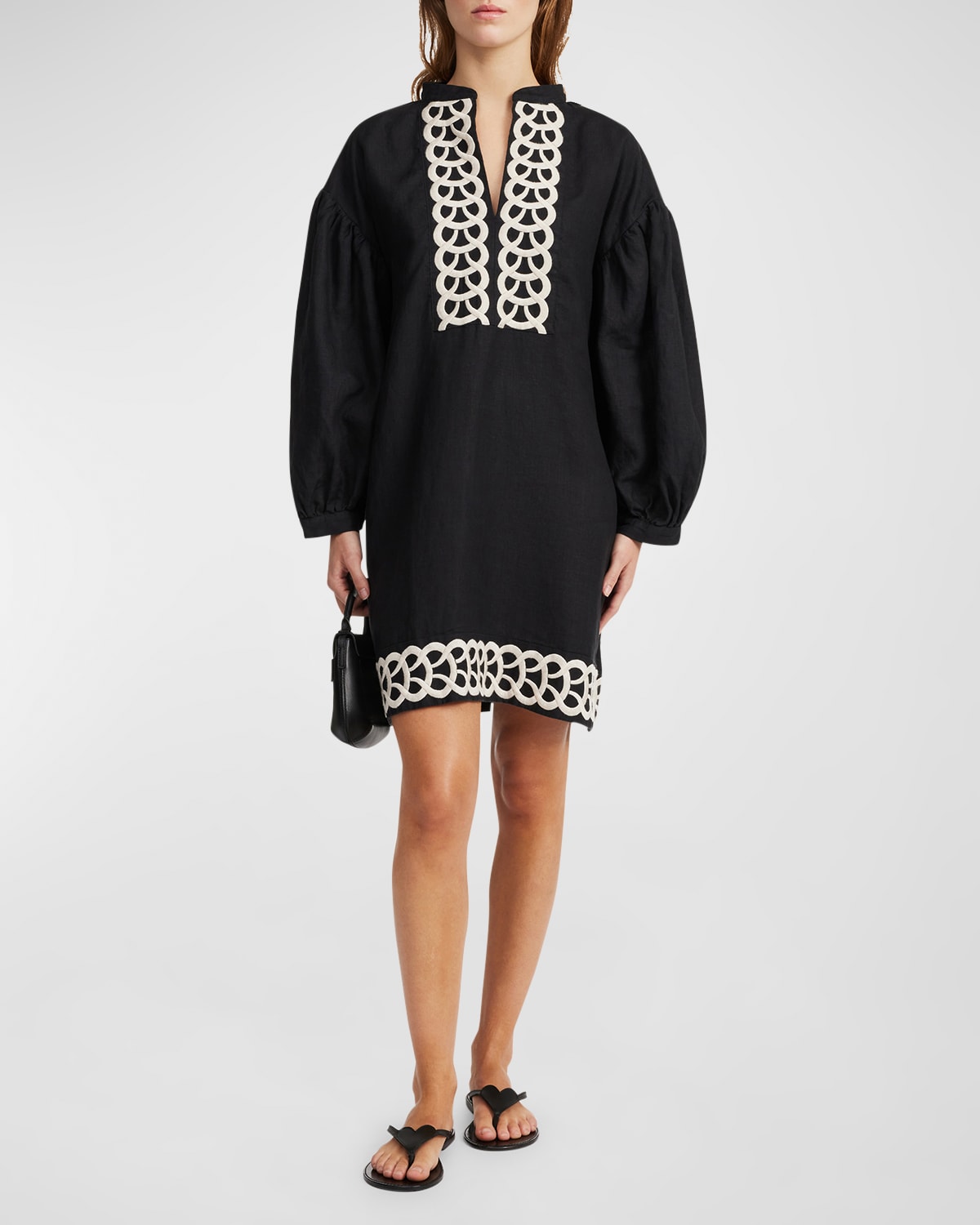 By Malene Birger Limonna Embroidered Linen Shift Dress