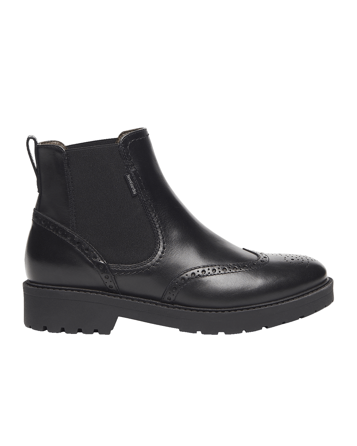 NeroGiardini Brogue Leather Chelsea Ankle Booties
