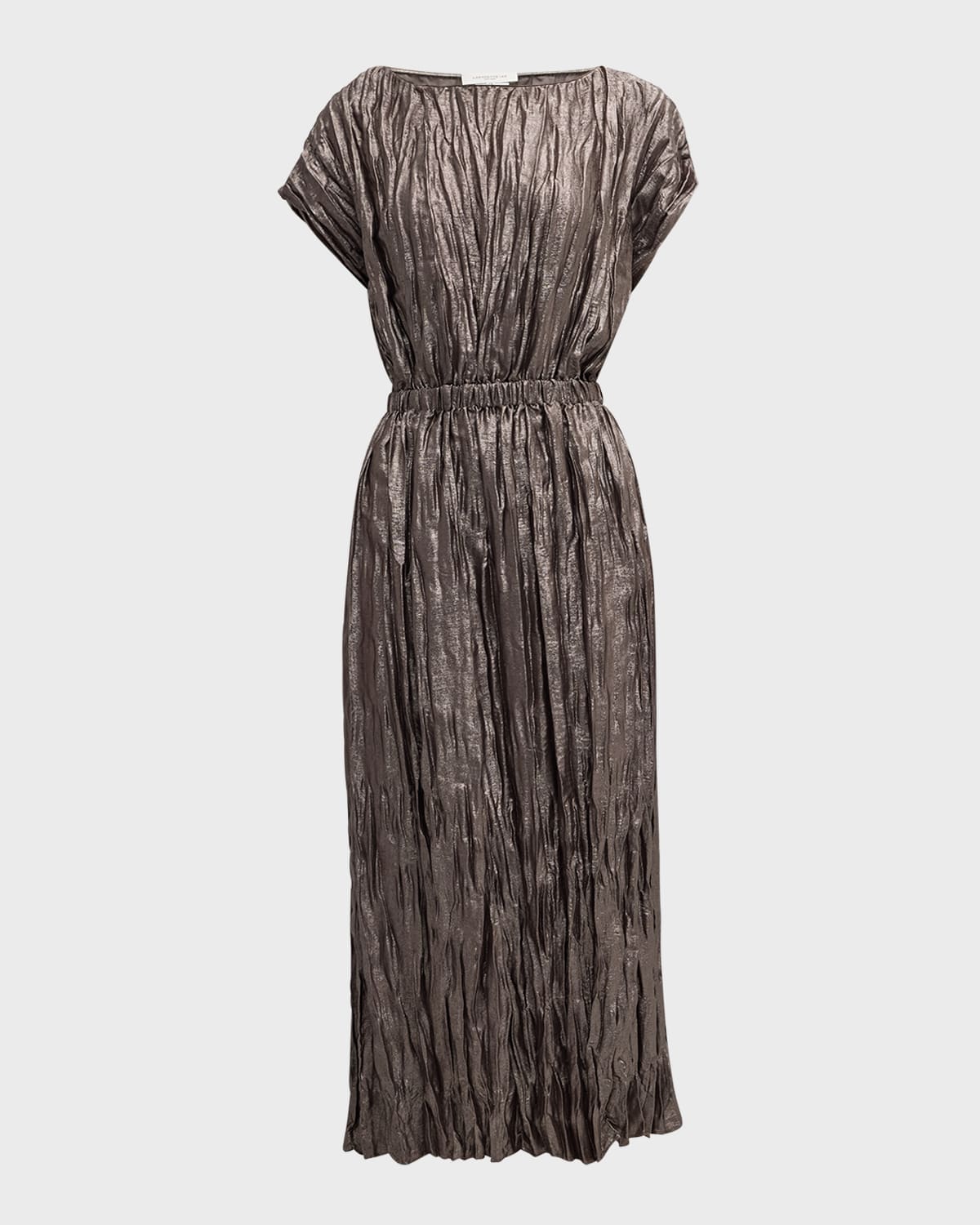 Lafayette 148 New York Crinkled Metallic Foil Midi Dress