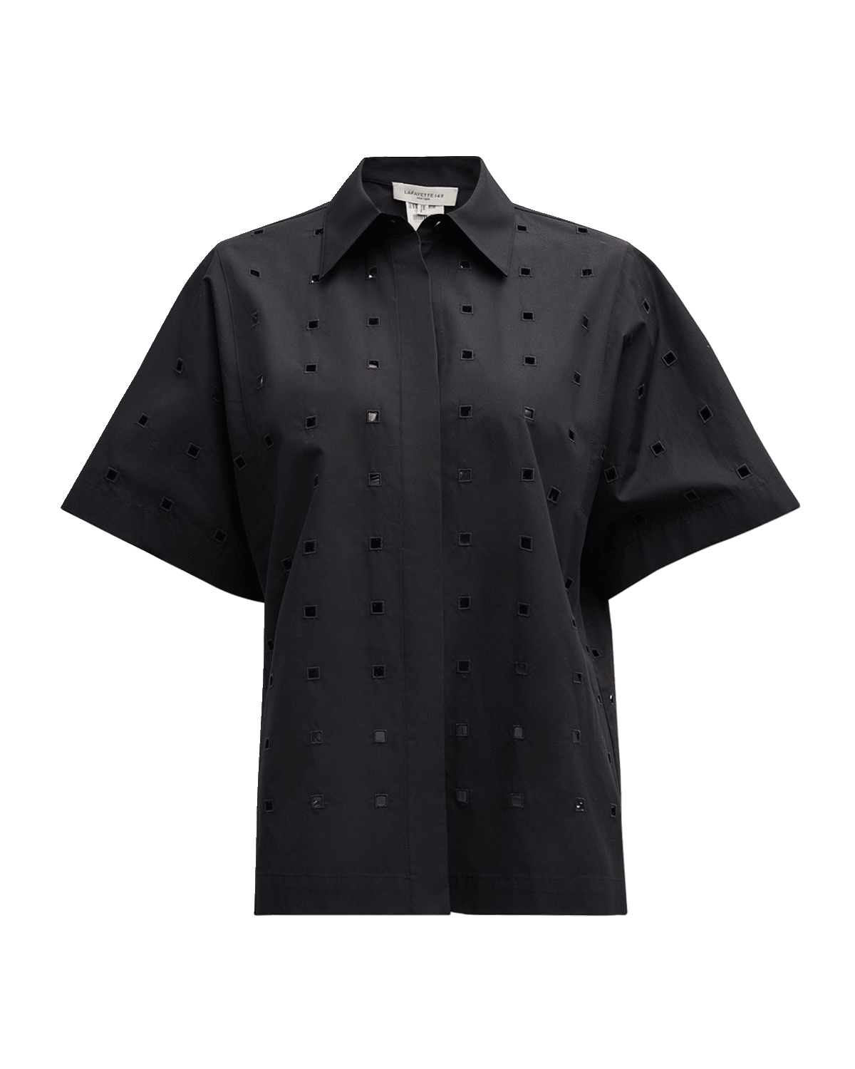 Lafayette 148 New York Eyelet Organic Cotton Poplin Shirt