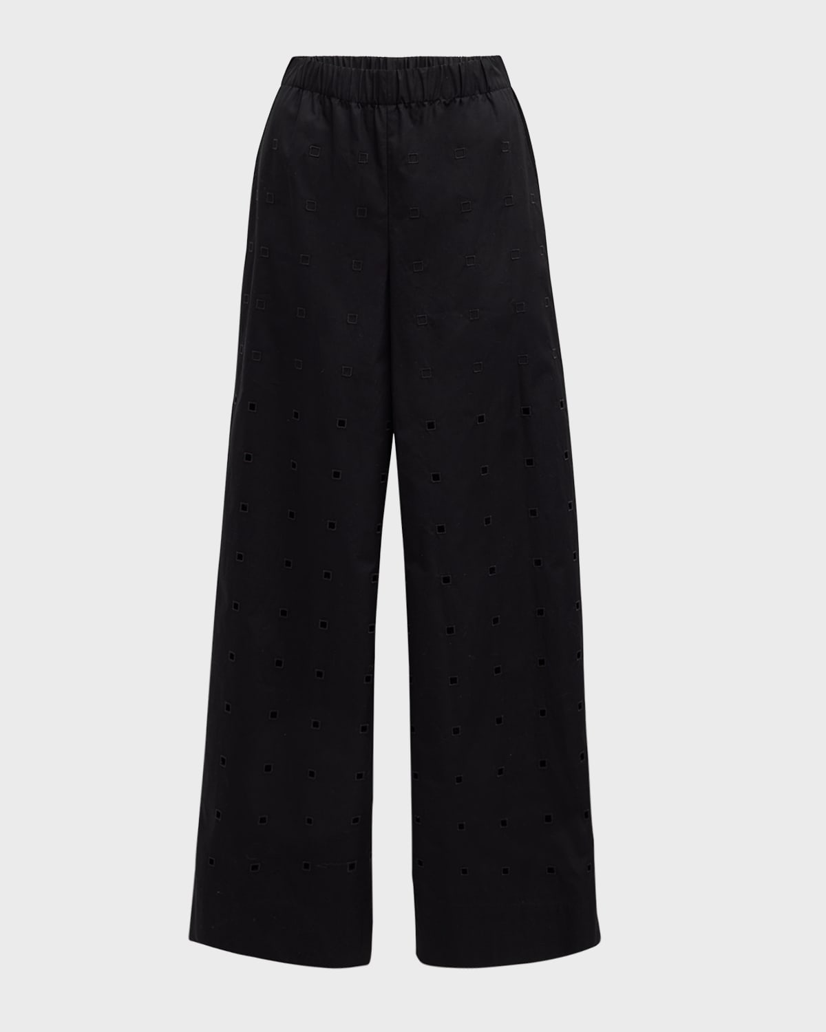 Lafayette 148 New York Wide-Leg Eyelet Organic Cotton Poplin Pants