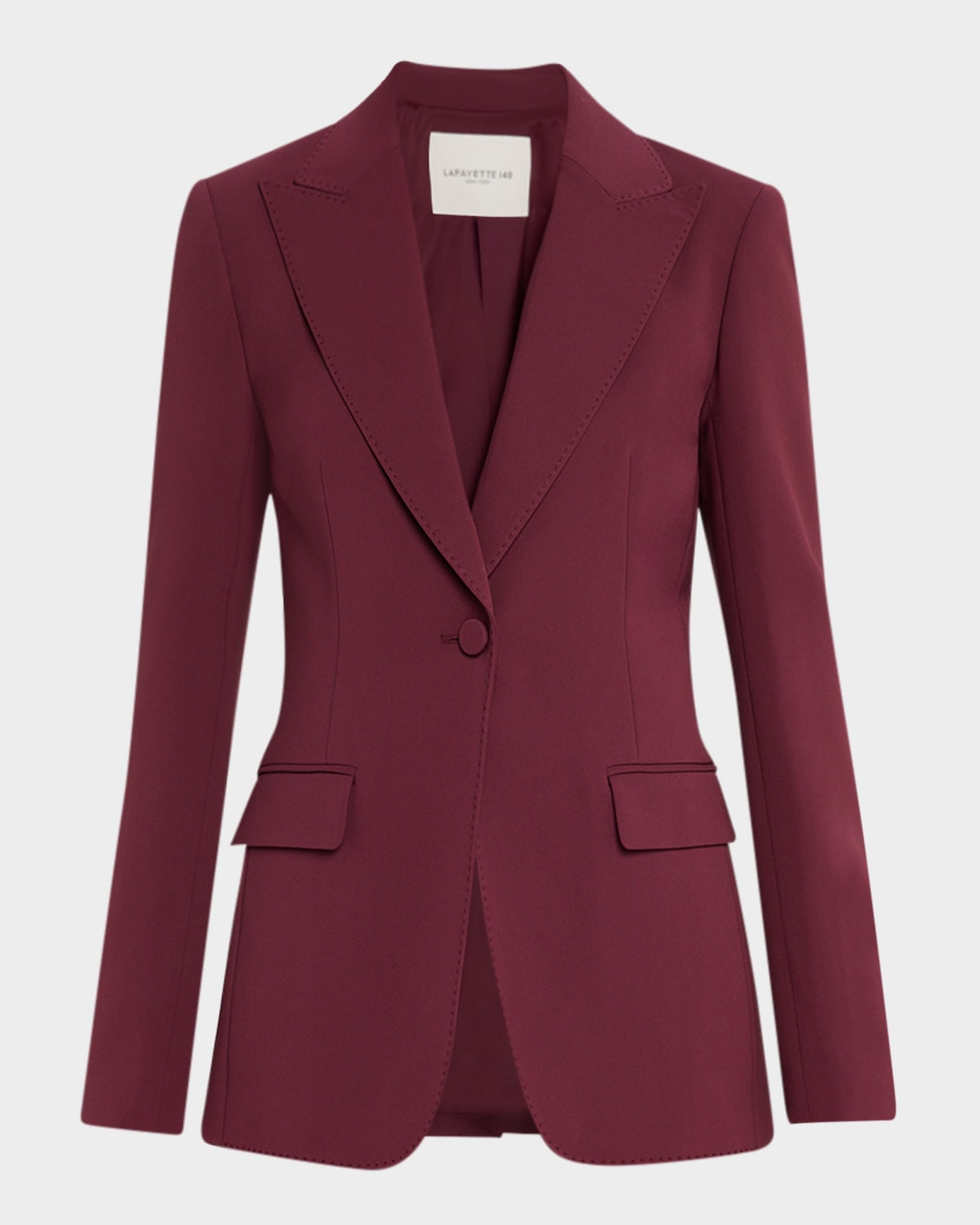 Lafayette 148 Single-button Finesse Crepe Blazer In Aubergine