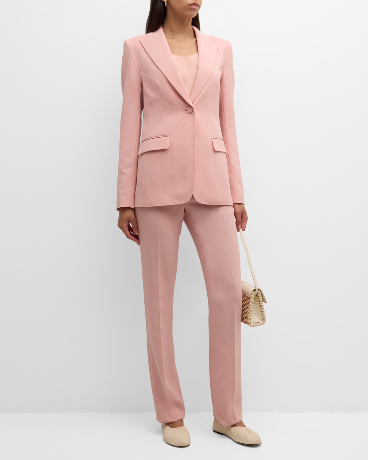 Lafayette 148 New York Single-Button Finesse Crepe Blazer
