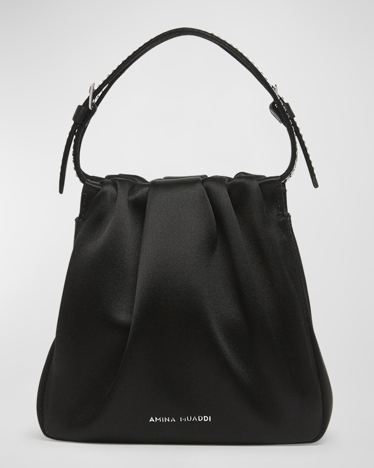 Amina Muaddi Vittoria Crystal Satin Top-Handle Bag