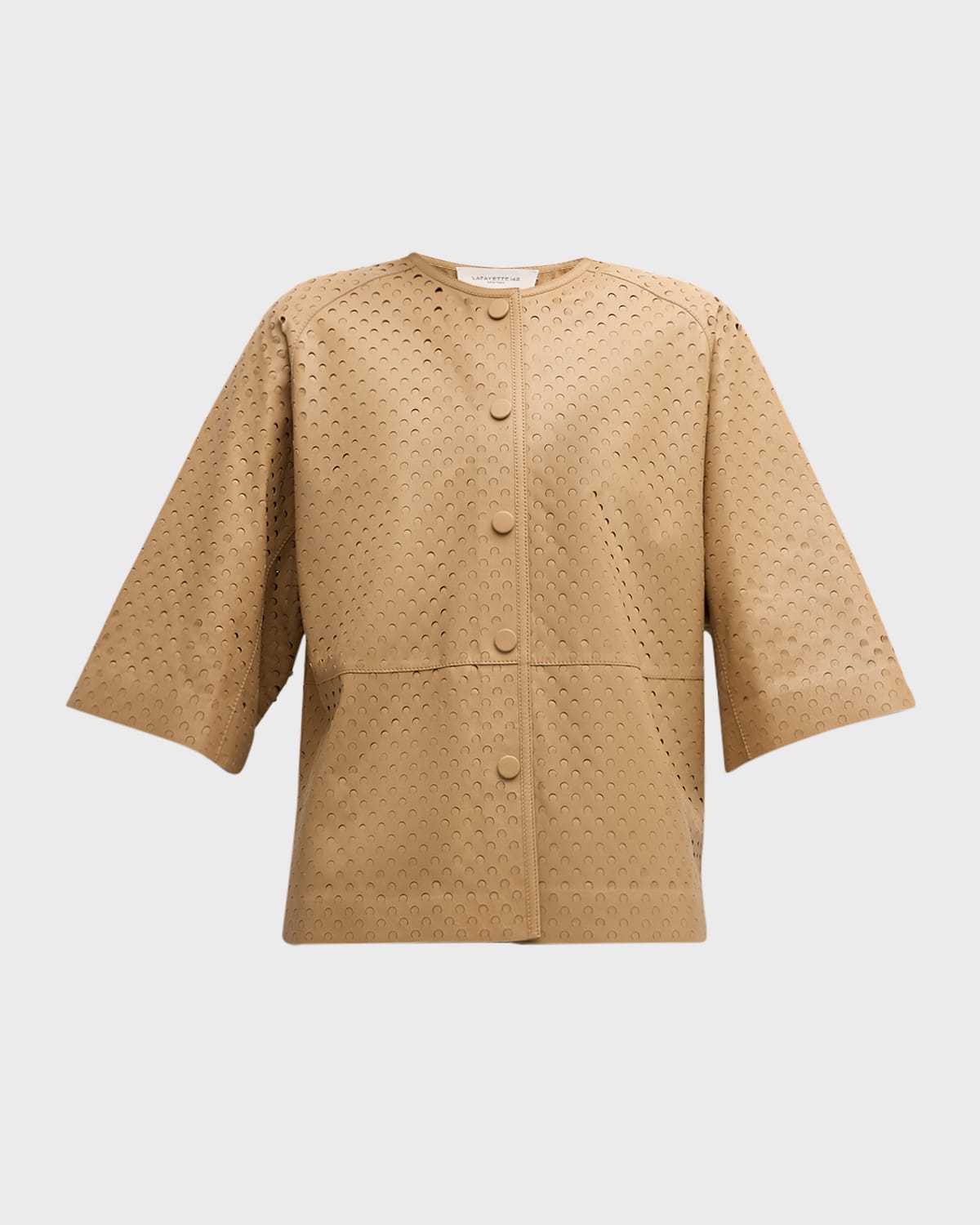 Lafayette 148 New York Perforated Nappa Leather Jacket