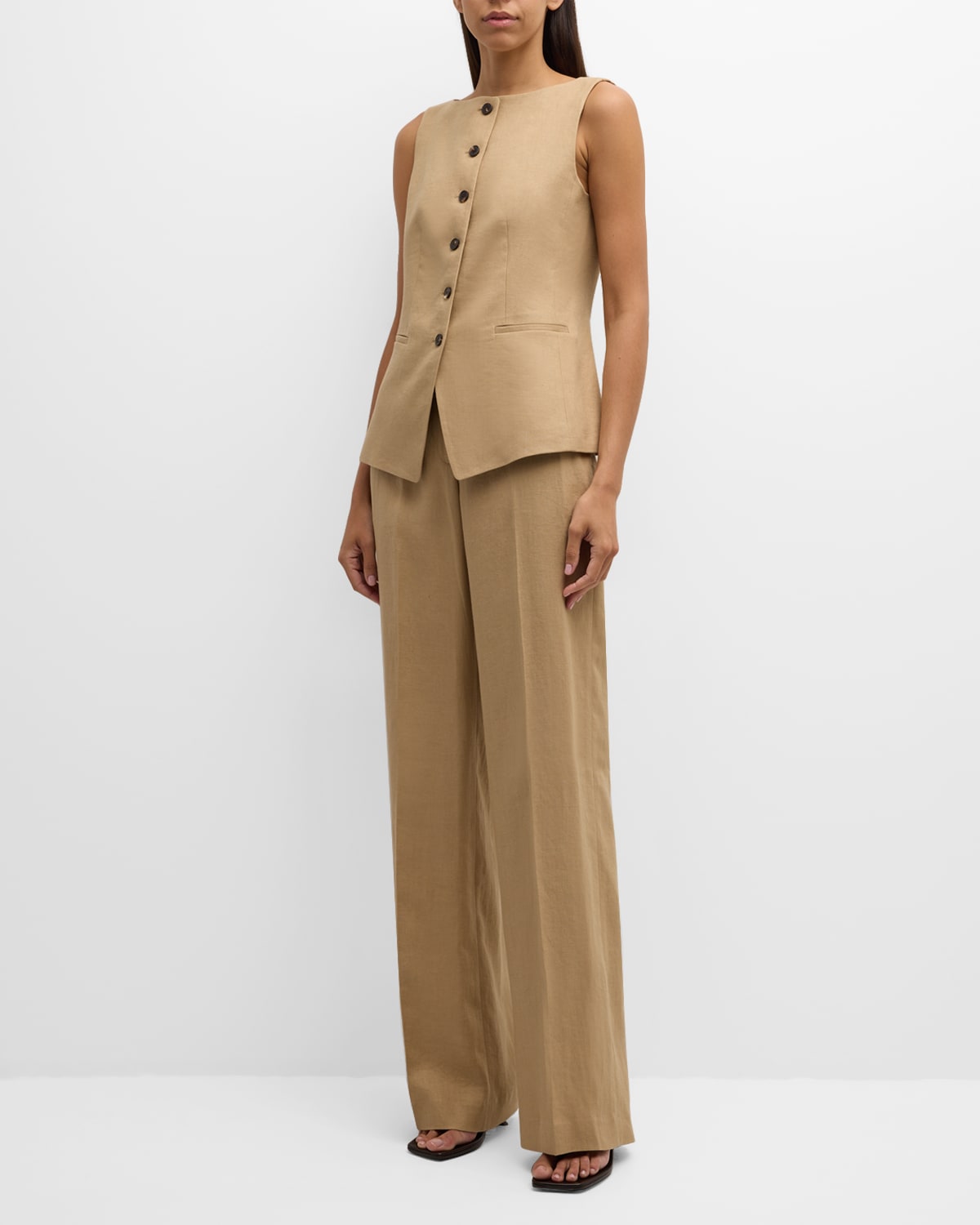 Lafayette 148 New York Bateau-Neck Linen Vest