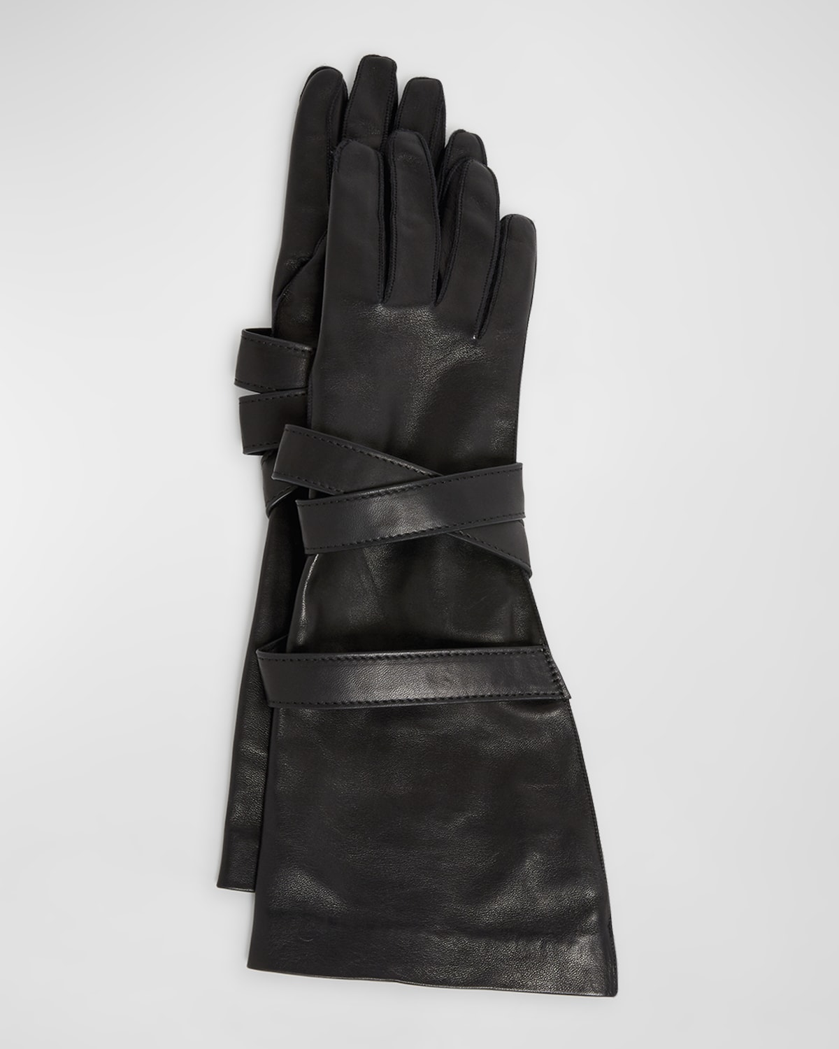 Saint Laurent Aviator Strappy Leather Gloves