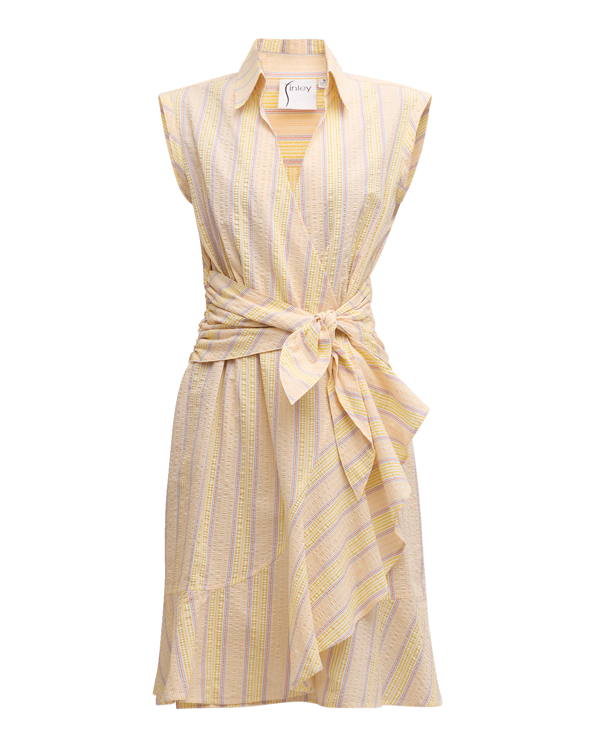 Finley Farrah Striped Seersucker Midi Wrap Dress