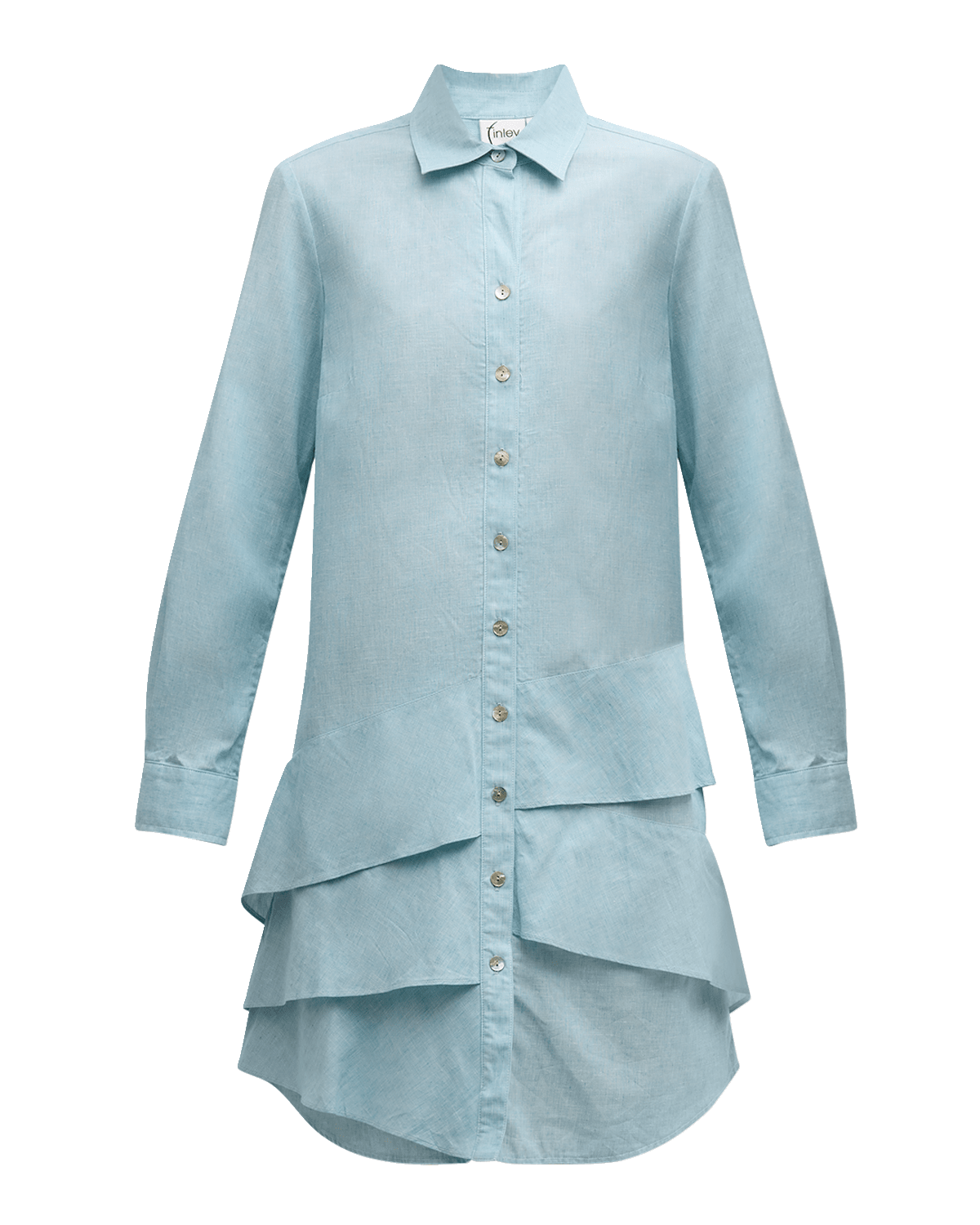 Finley Jenna Ruffle Cotton-Linen Midi Shirtdress