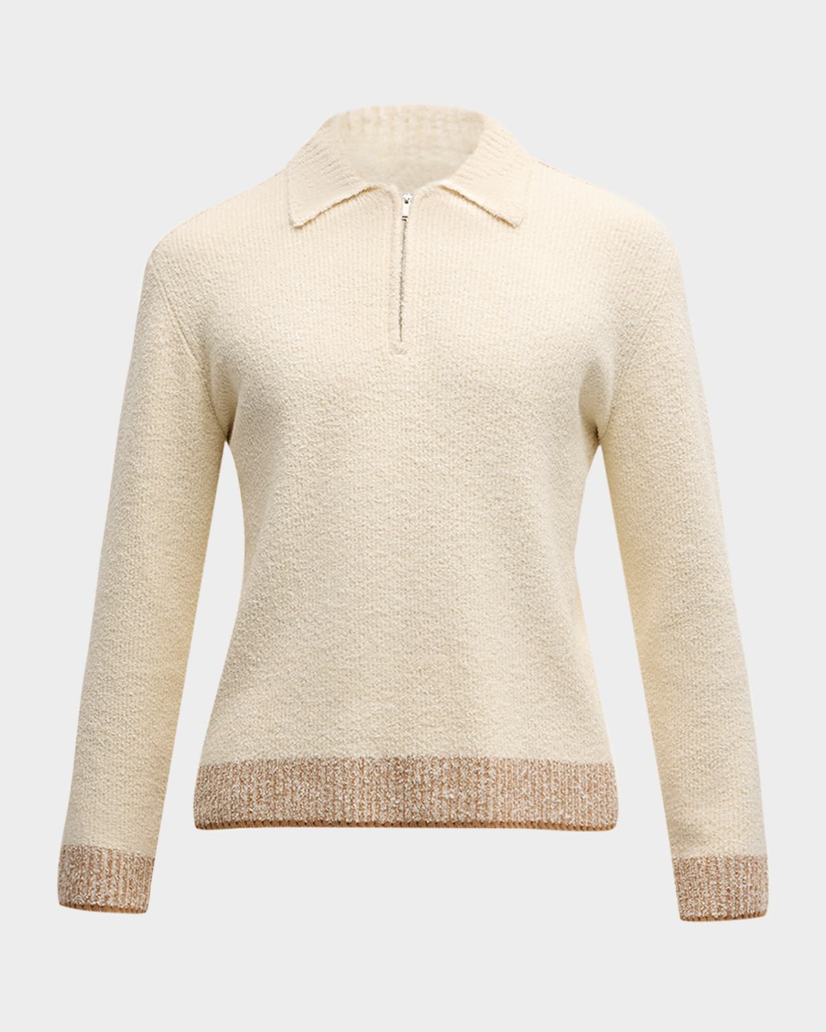 SIMKHAI Men's Maxwell Long-Sleeve Zip Polo Top