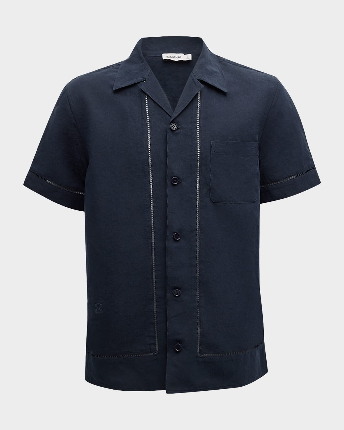 SIMKHAI Men's Marco Linen-Cotton Camp Shirt