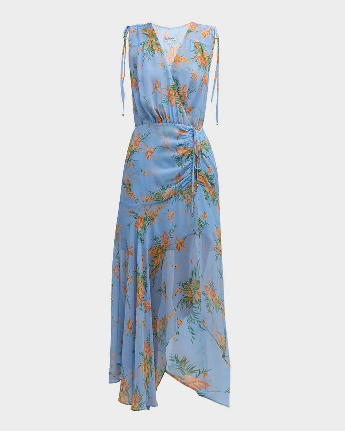 Veronica Beard Dovima Sleeveless Ruched Floral Maxi Dress