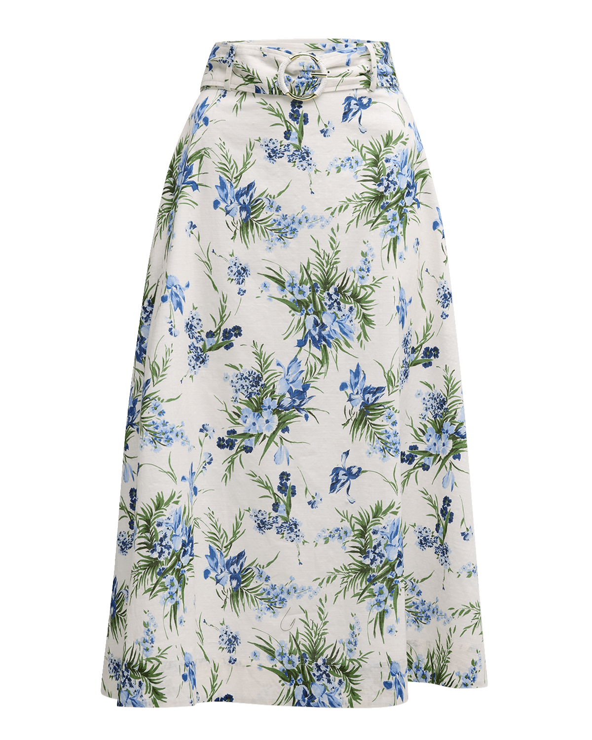 Veronica Beard Arwen Floral Belted Midi Skirt