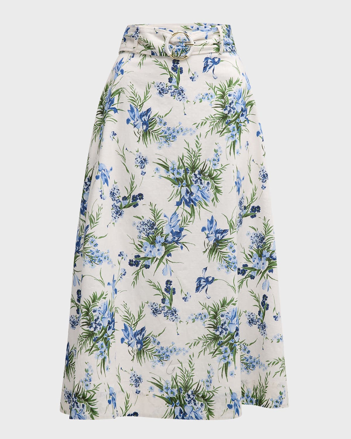 Veronica Beard Arwen Floral Belted Midi Skirt