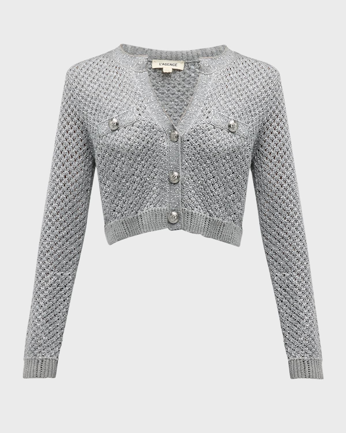 L'Agence Blanca Sequined Cropped Cardigan