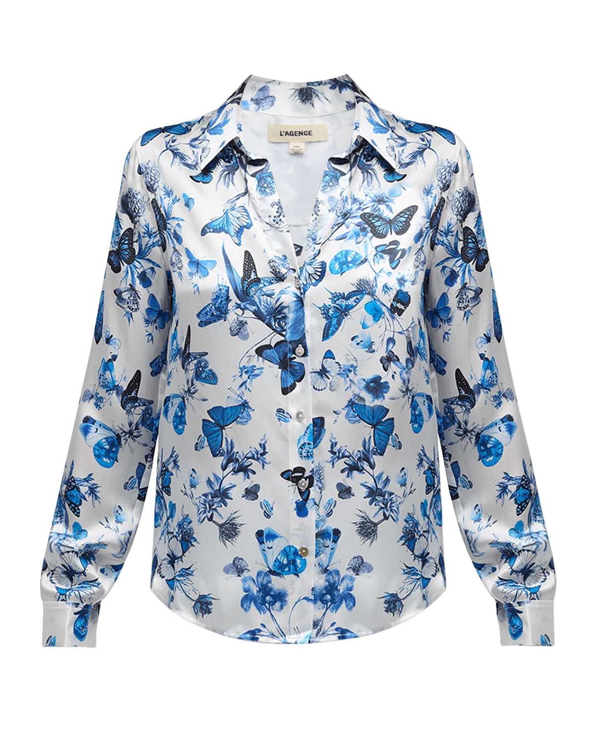 L'Agence Tyler Butterflies Button-Front Blouse