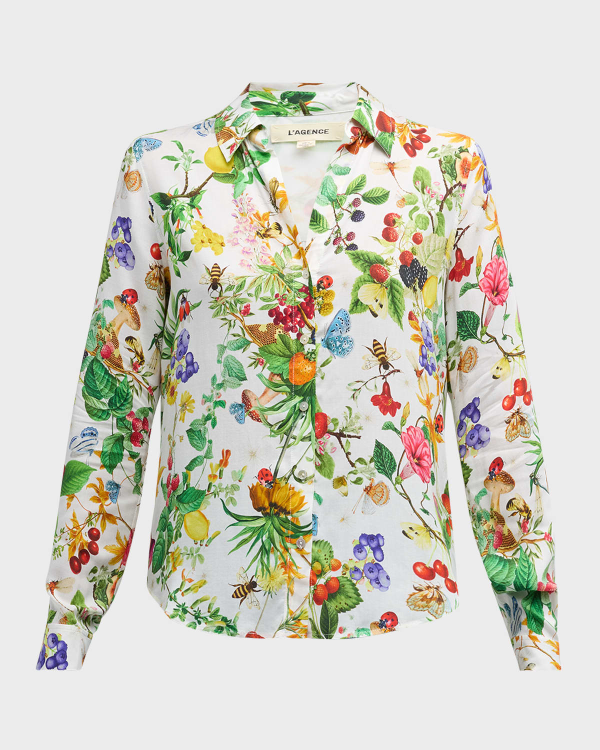 L'Agence Holly Botanical Button-Front Blouse