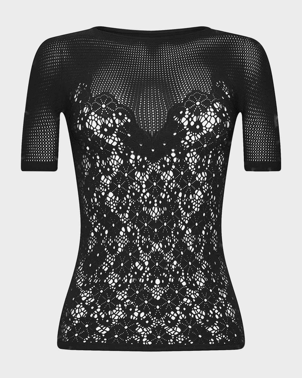 Wolford Flower Lace Slim Short-Sleeve Top