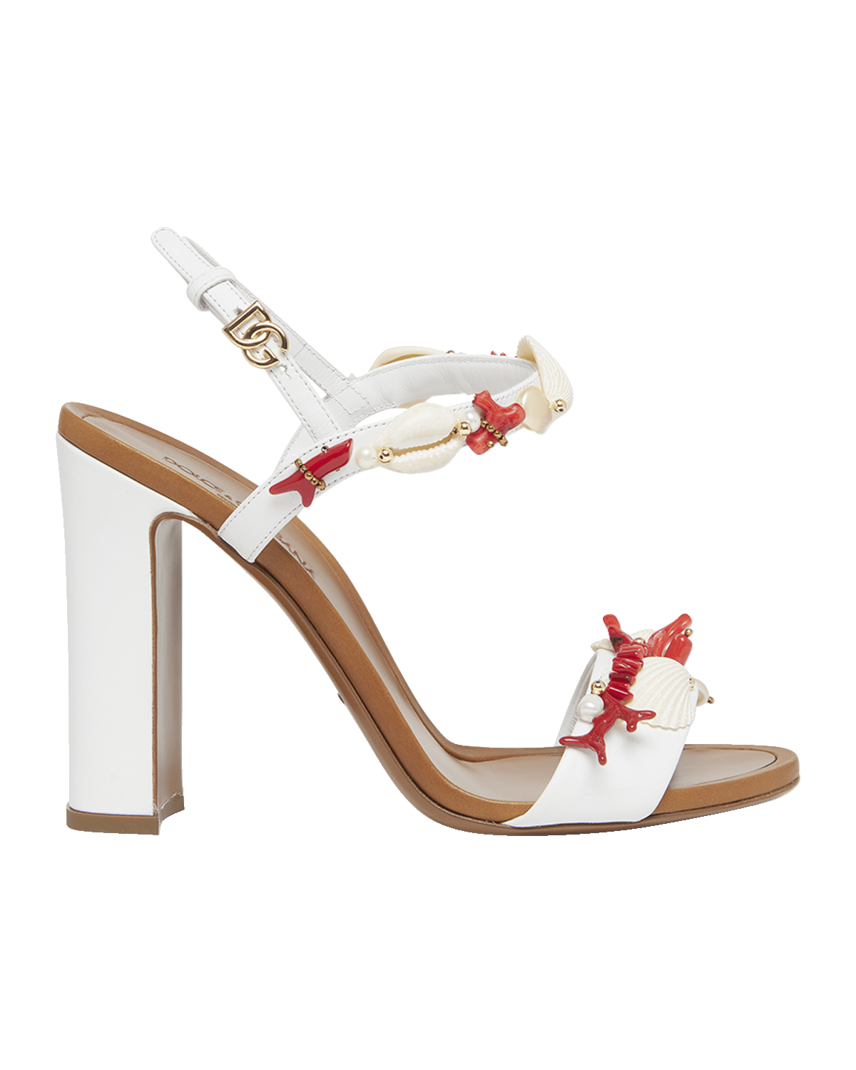 Dolce&Gabbana Keira Coral Beaded Ankle-Strap Sandals