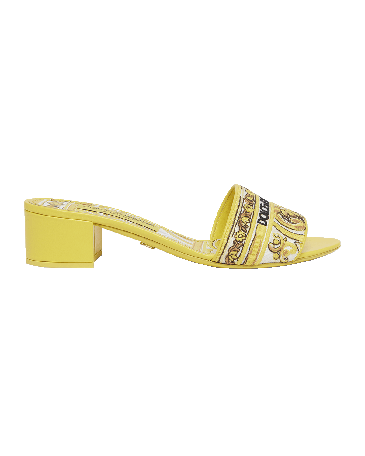 Dolce&Gabbana Karol Embroidered Block-Heel Slide Sandals