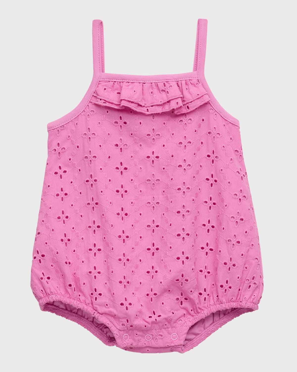 Splendid Girl's Eyelet Ruffle-Trim Romper, Size Newborn-9M
