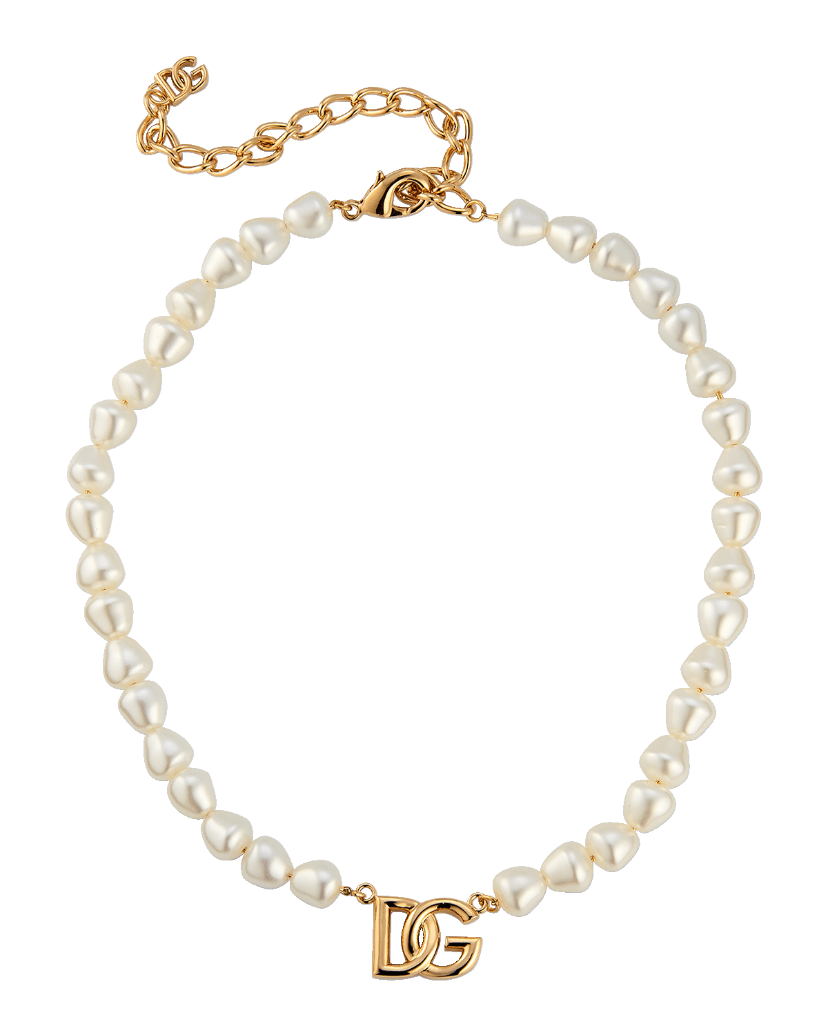 Dolce&Gabbana Gold-Plated DG Logo Choker with Pearls