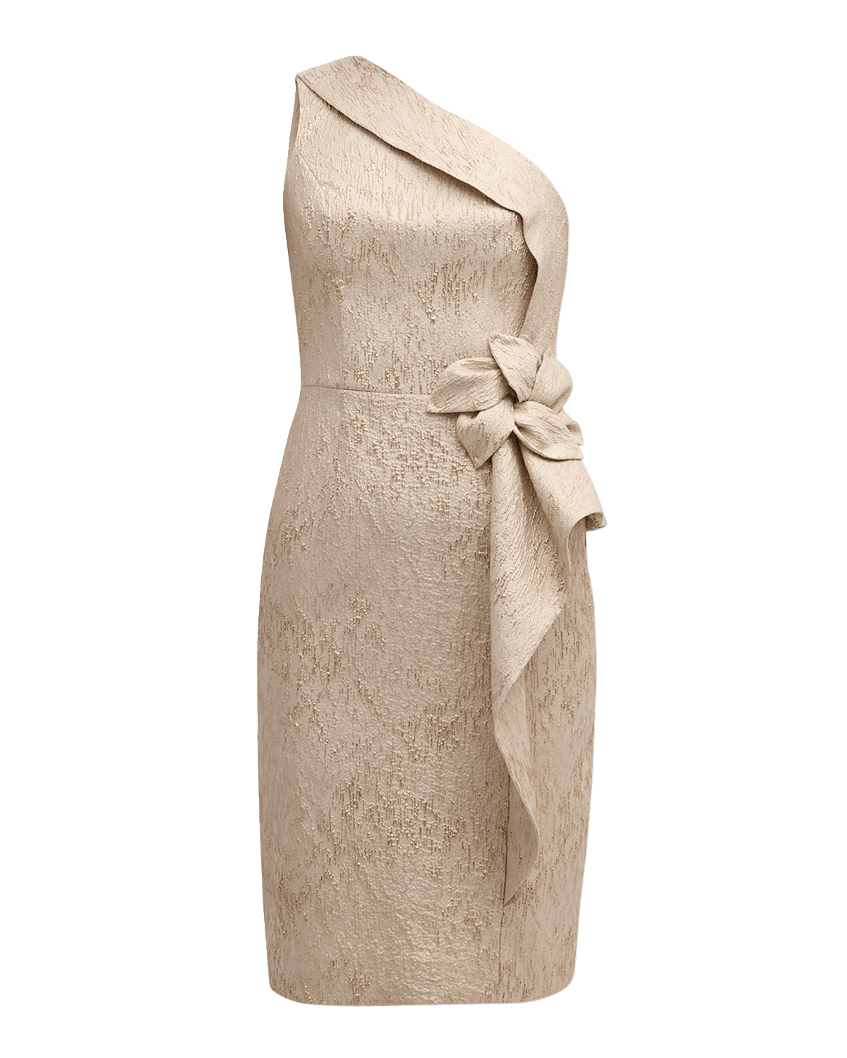 Rickie Freeman for Teri Jon One-Shoulder Metallic Jacquard Dress