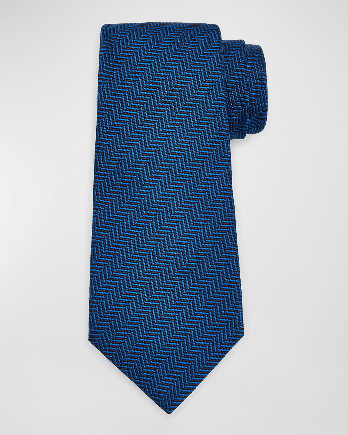 Kiton Men's Herringbone Tie, Navy