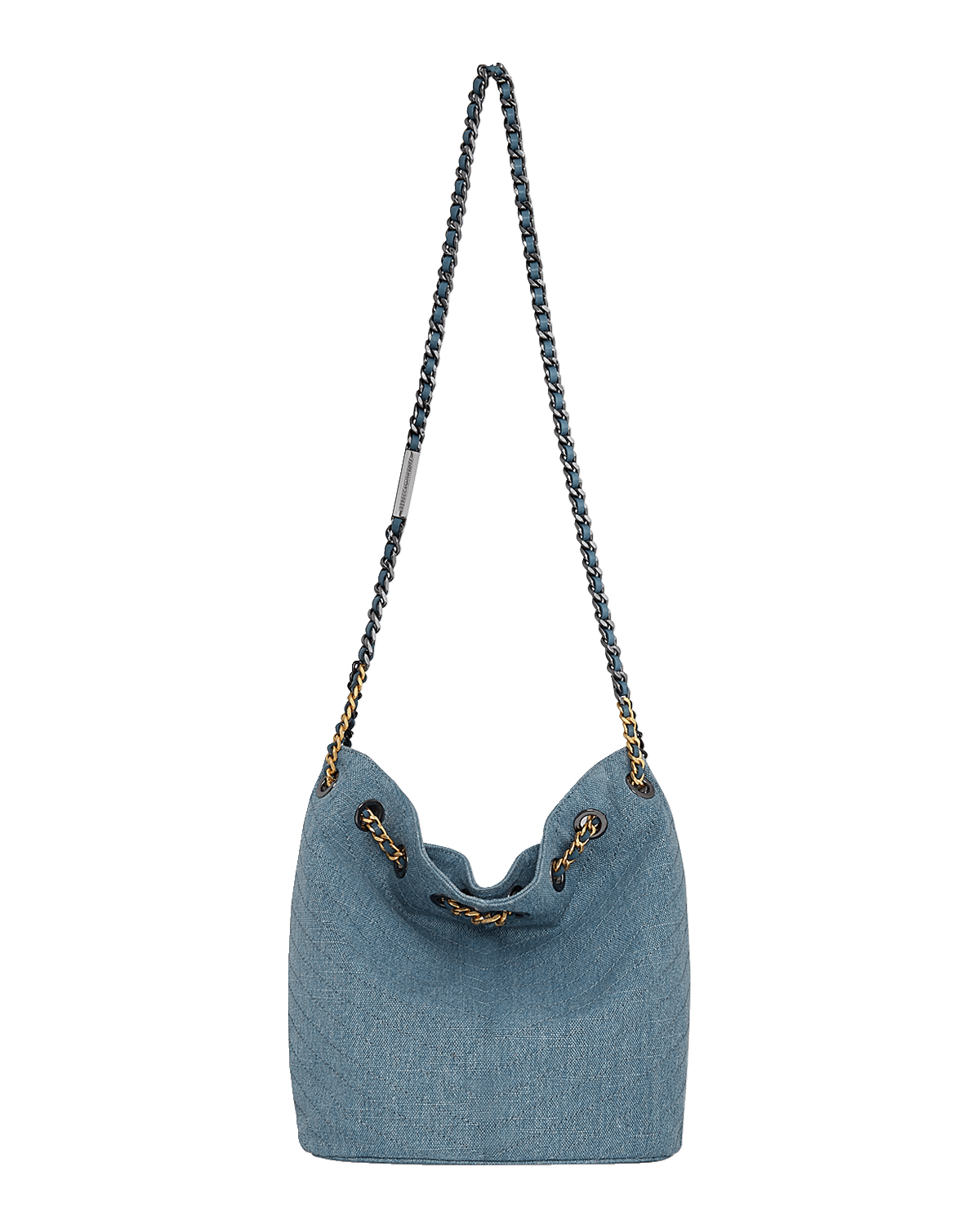 Rebecca Minkoff Chain Drawstring Denim Bucket Bag