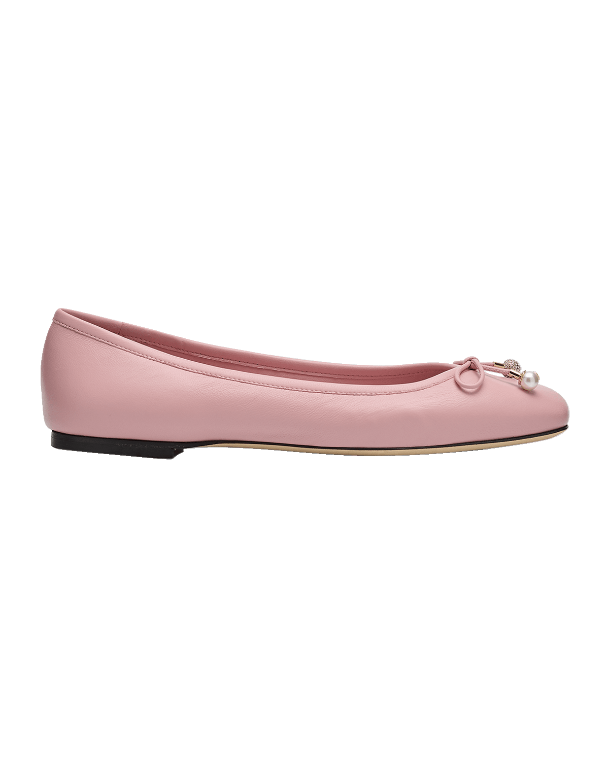Jimmy Choo Elme Leather Bow Ballerina Flats