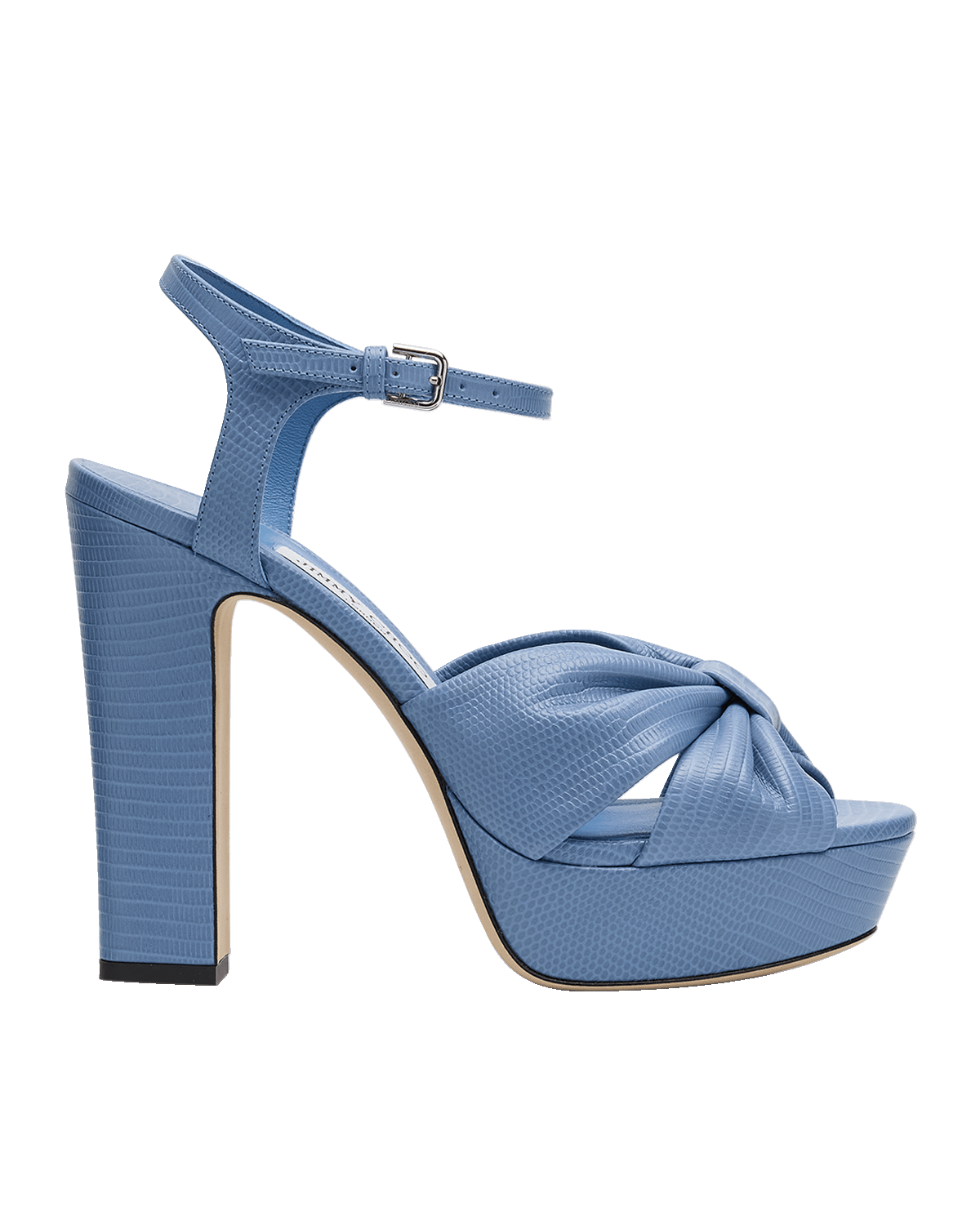 Jimmy Choo Heloise Embossed Ankle-Strap Platform Sandals