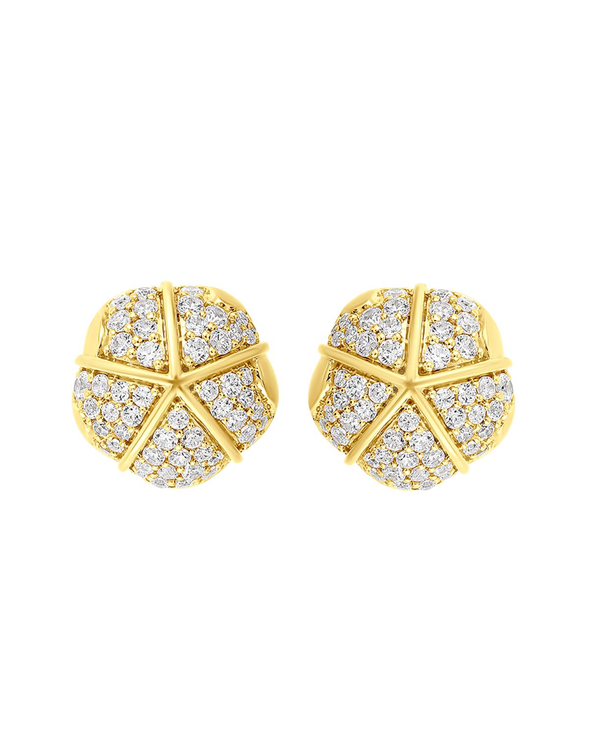 ALMASIKA 18K Yellow Gold Terra Nova Grande Pave Stud Earrings with White Diamonds | Thumbnail 2 ALMASIKA 18K Yellow Gold Terra Nova Grande Pave Stud Earrings with White Diamonds | Thumbnail 2