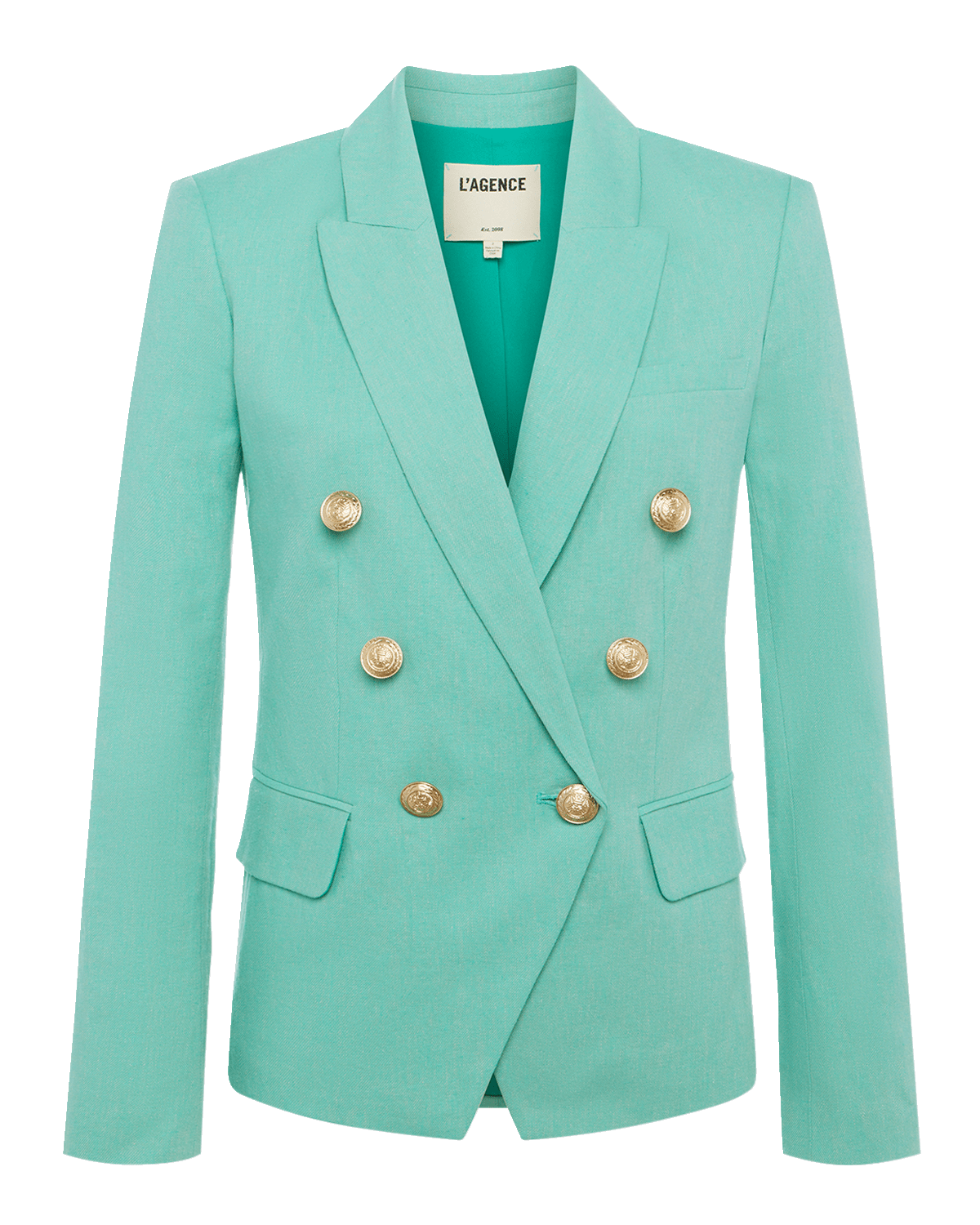 L'Agence Kenzie Linen and Cotton Double-Breasted Blazer