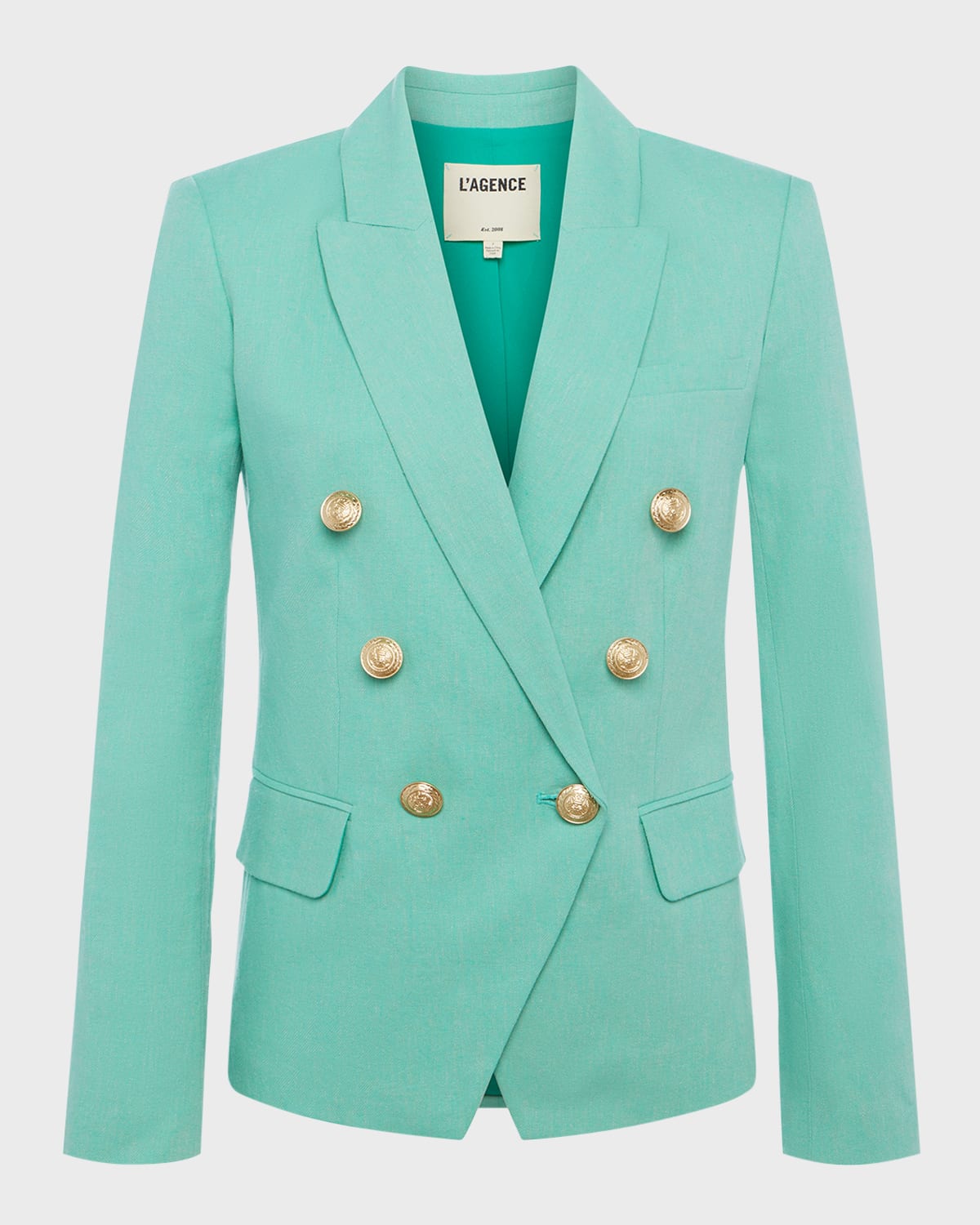 L'Agence Kenzie Linen and Cotton Double-Breasted Blazer