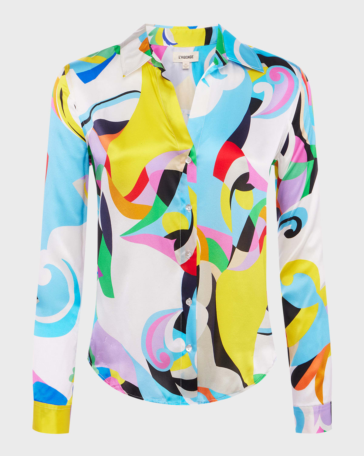 L'Agence Tyler Kaleidoscope-Print Silk Blouse