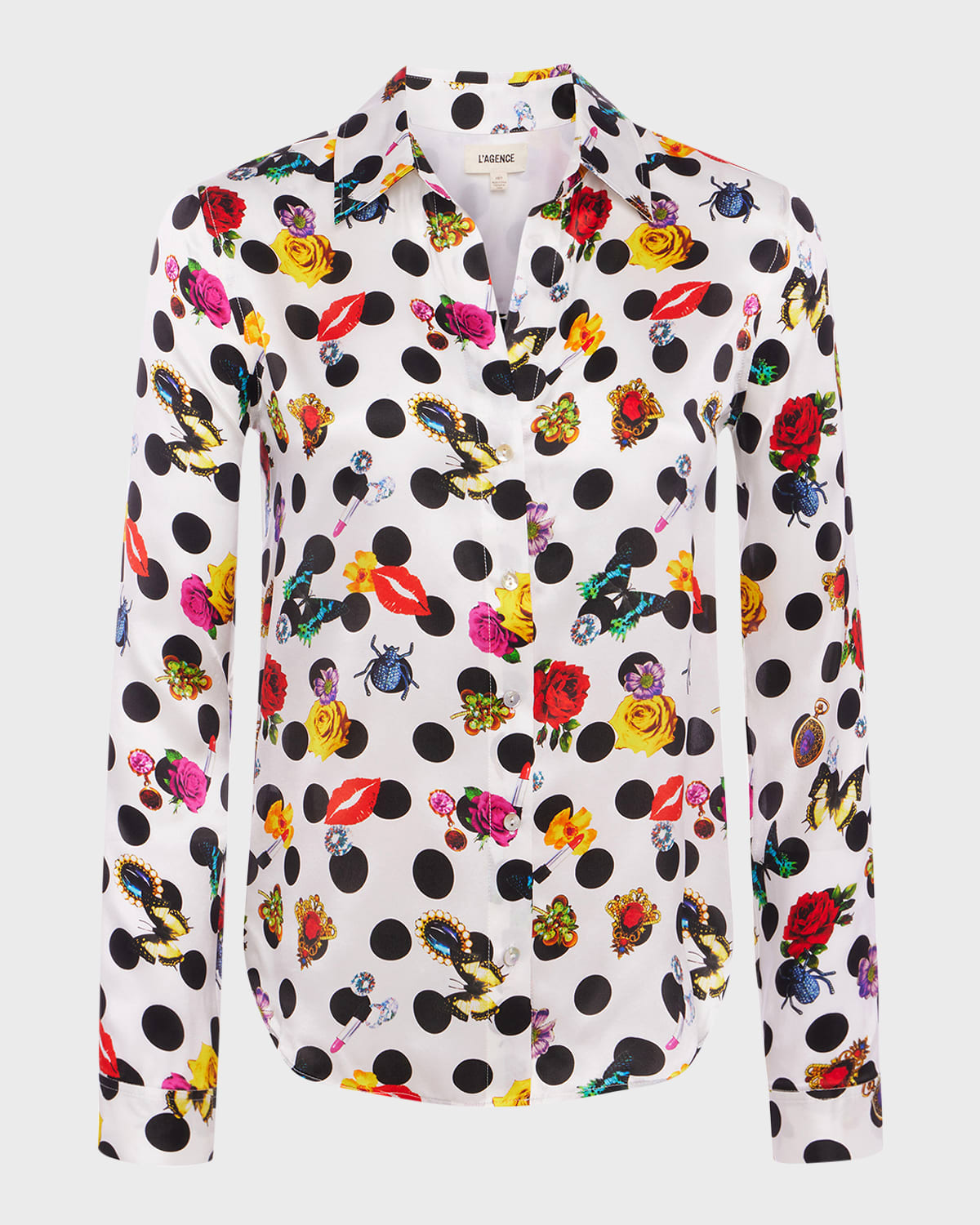 L'Agence Tyler Dotted Floral Silk Blouse