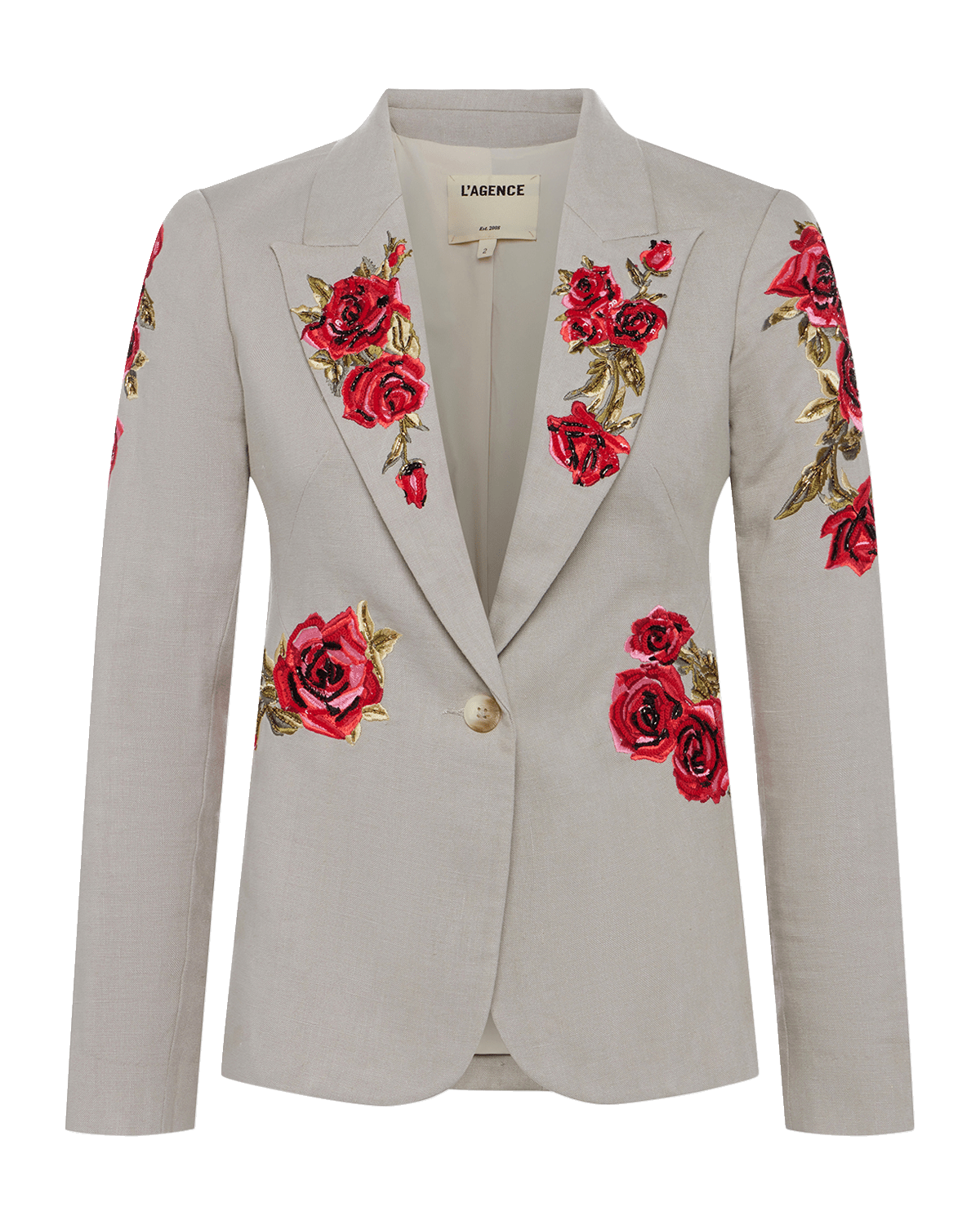 L'Agence Clementine Crystal Rose Linen Blazer