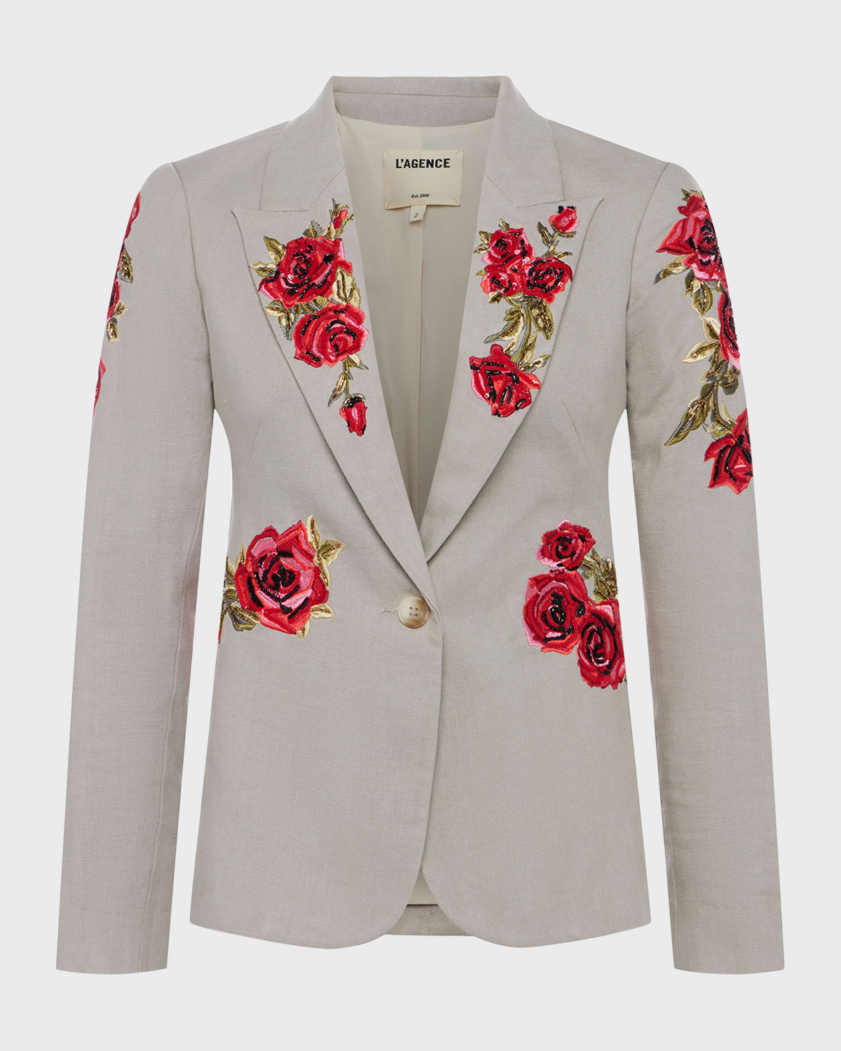 L'Agence Clementine Crystal Rose Linen Blazer