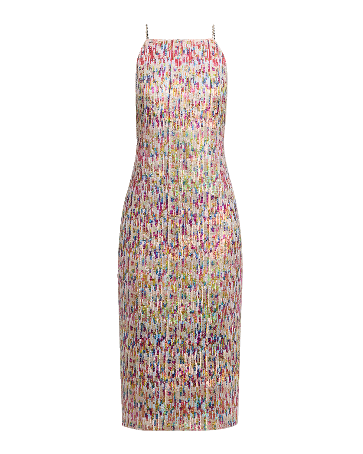 Liv Foster Rhinestone-Strap Sequin Halter Midi Dress