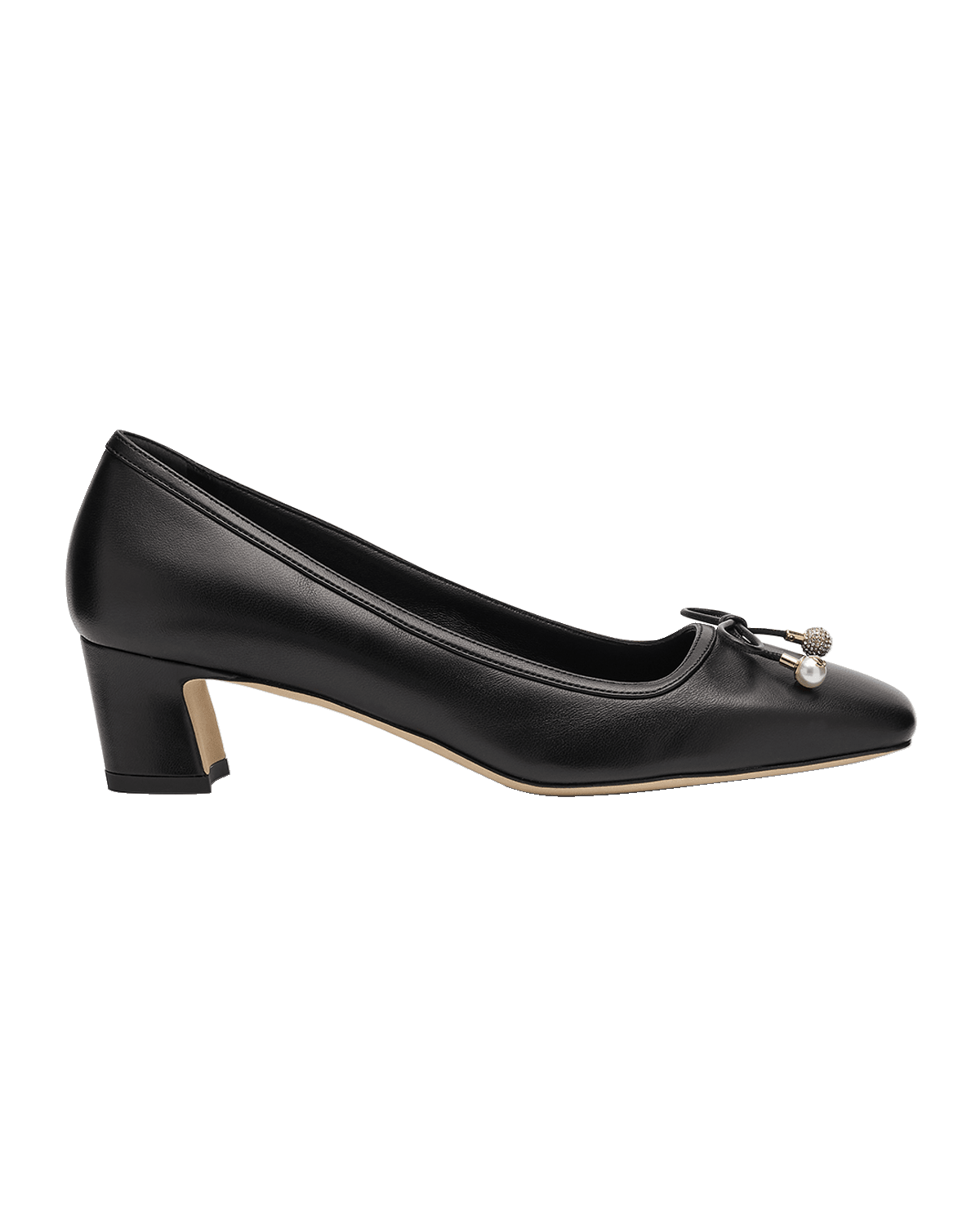 Jimmy Choo Elme Leather Bow Ballerina Pumps