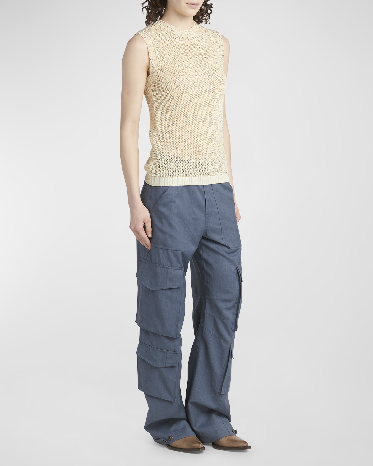 Golden Goose Journey Sequined Knit Tank Top