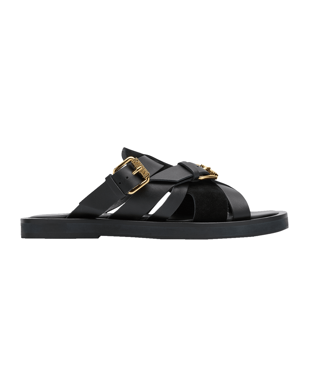 Moschino Men's Strappy Leather Slide Sandals