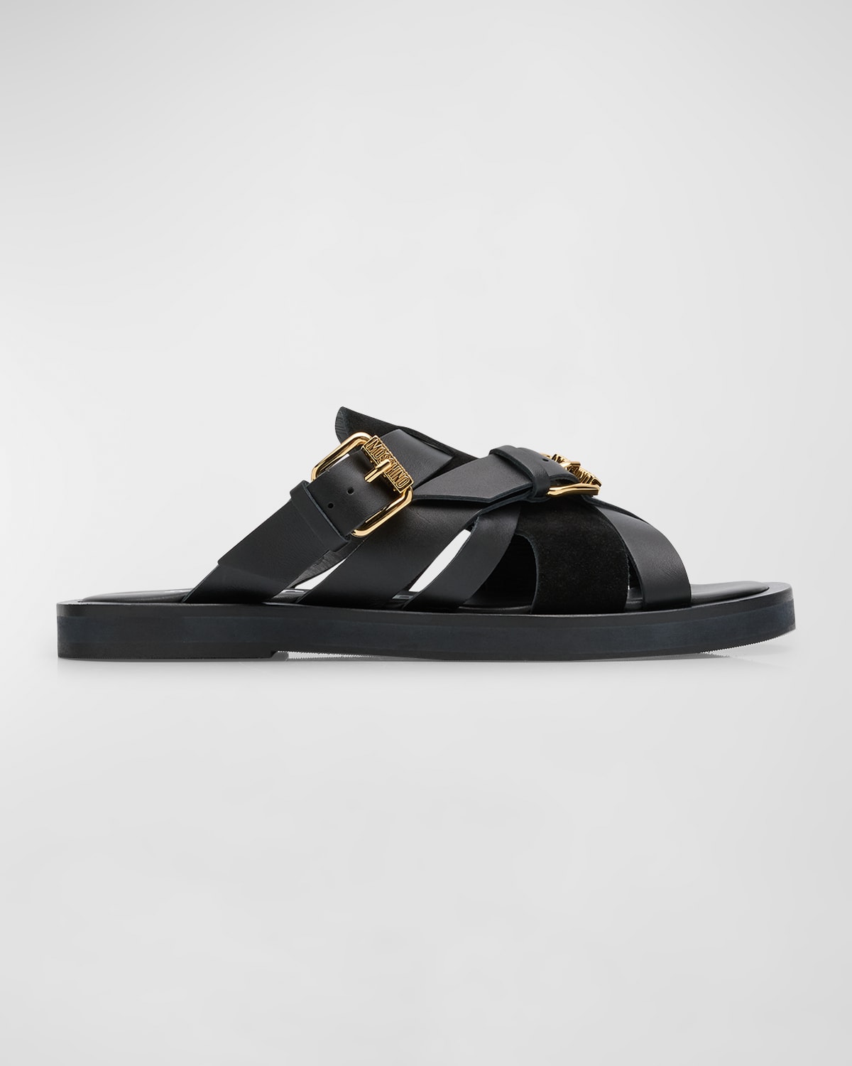 Moschino Men's Strappy Leather Slide Sandals