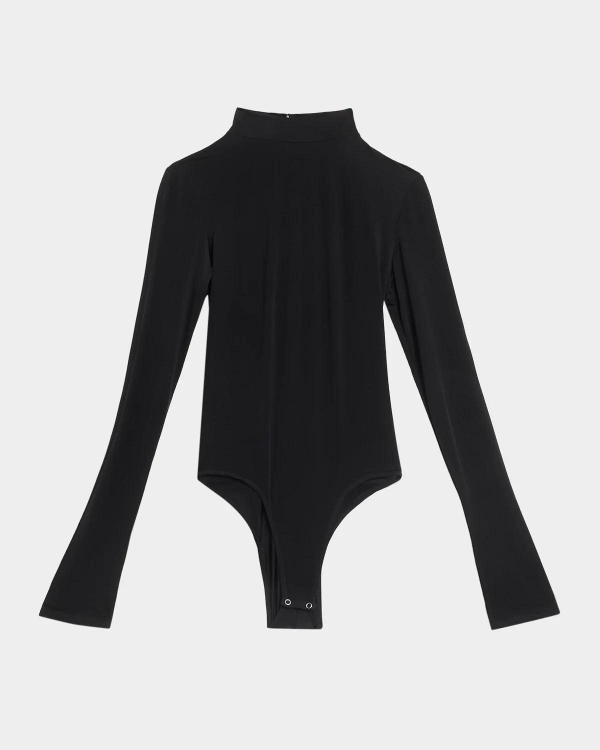 LAPOINTE Mock-Neck Long-Sleeve Lightweight Jersey Bodysuit