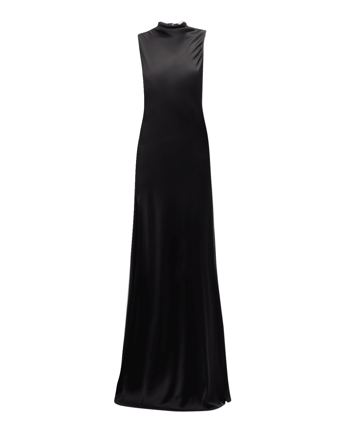 LAPOINTE Draped-Neck Sleeveless Double-Face Satin Slit Maxi Dress